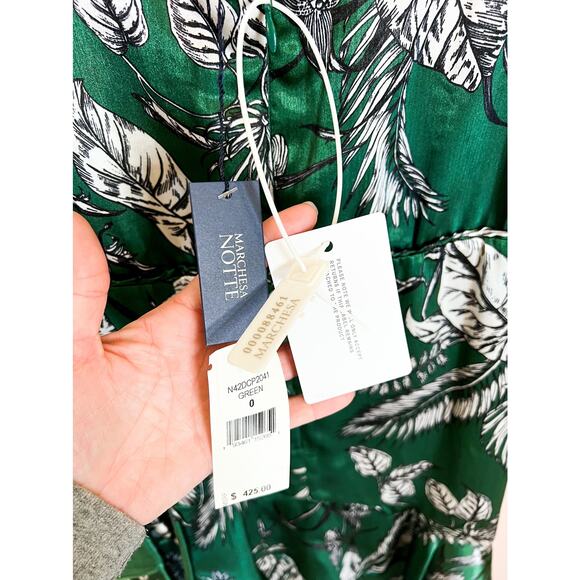 Marchesa Notte Asymmetric Green NWT size 0 - Picture 10 of 12